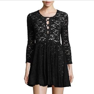 Few Moda Lou Lace Up Fit & Flare Dress
